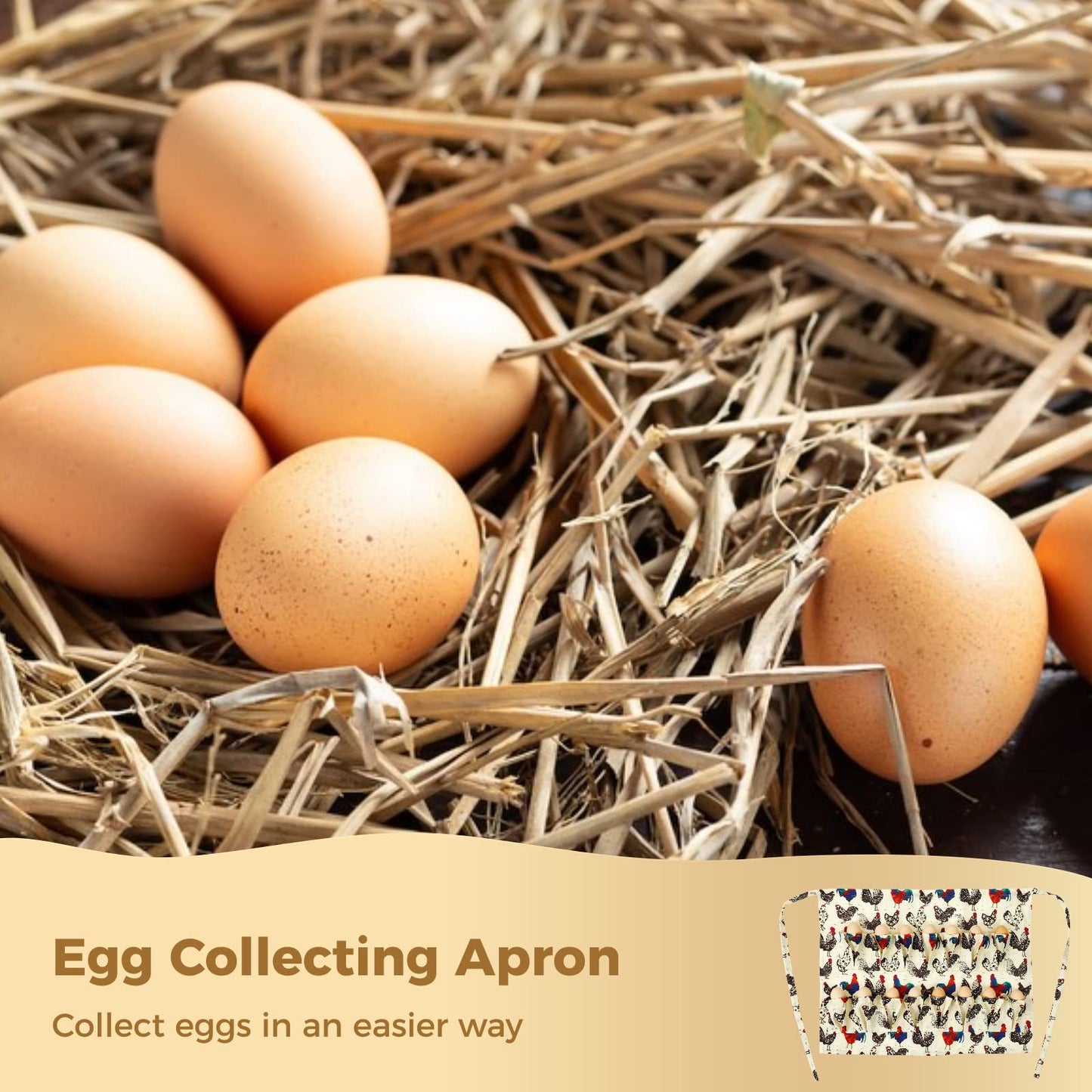 Homaisson Egg Apron, 15 Pockets Durable Canvas Egg Collecting Holding Apron Gathering for Chicken Duck Goose Eggs