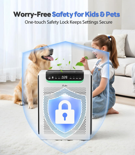 Air Purifiers for Home Large Room, Cover Up to 2600 Ft² with Washable Filters, Powerful Turbo Mode, PM2.5 Air Quality Display, 22dB Sleep Mode, Air Cleaner for Pets Hair, Smoke, Odors, HAP607, White
