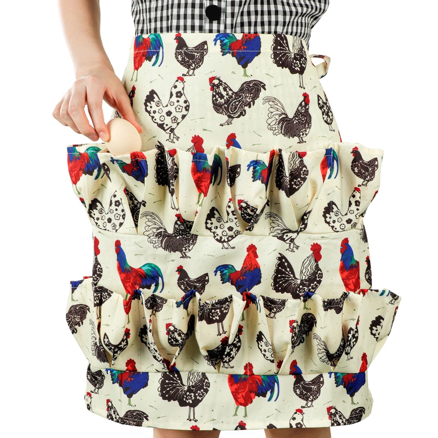 Homaisson Egg Apron, 15 Pockets Durable Canvas Egg Collecting Holding Apron Gathering for Chicken Duck Goose Eggs