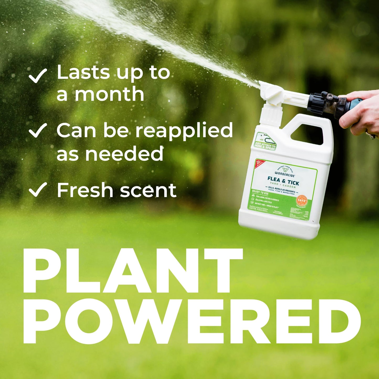 Wondercide - Ready to Use Flea, Tick, and Mosquito Yard Spray with Natural Essential Oils – Mosquito and Insect Killer, Treatment, and Repellent - Plant-Based - Safe Around Pets, Plants, Kids - 32 oz