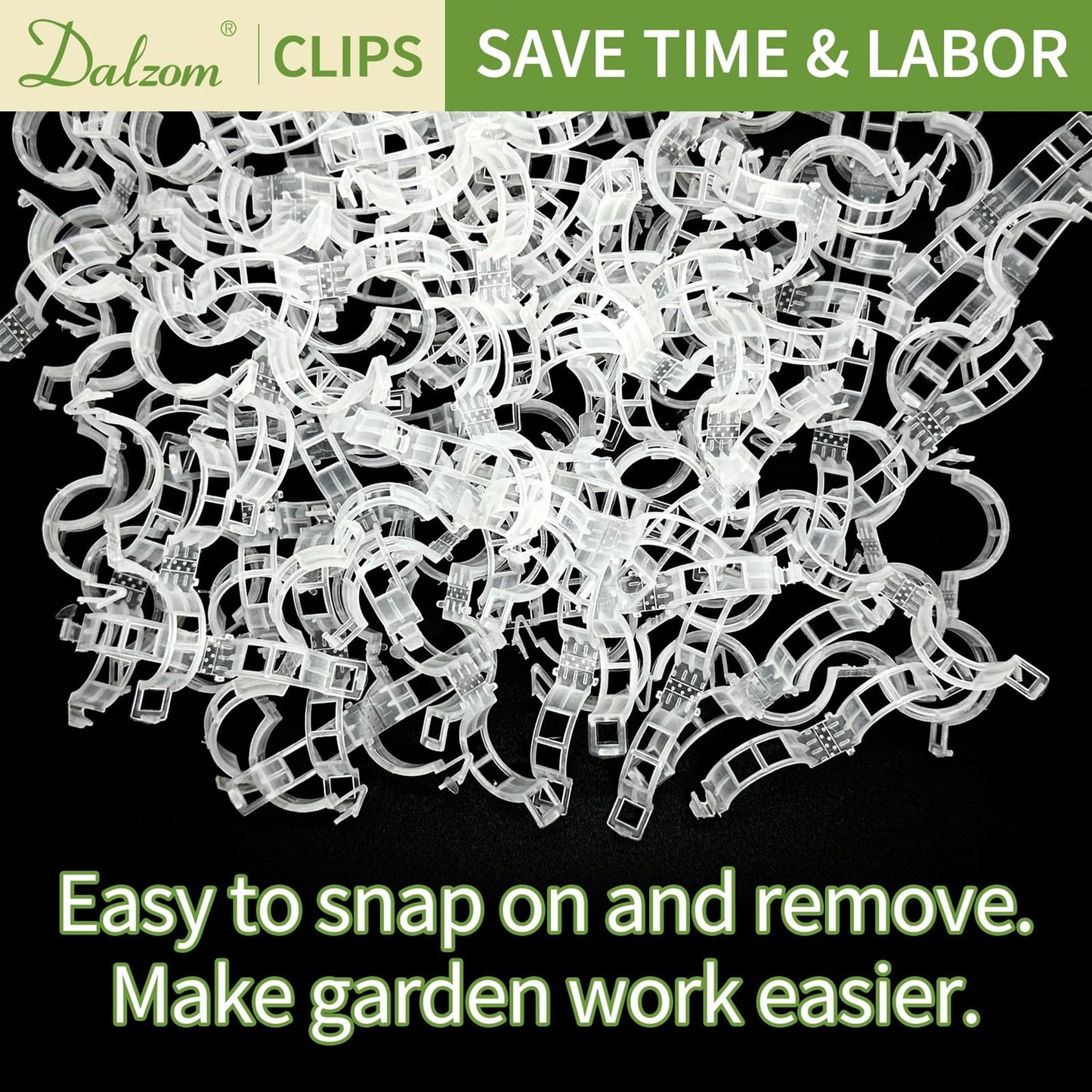 Dalzom® 300Pcs Tomato Clips, Plastic Trellis Clips Plant Support Clips, Plant Clips for Support, Grape Vine, Tomato Vine, Vegetables Plants, Garden Clips to Grow Upright Makes Plants Healthier