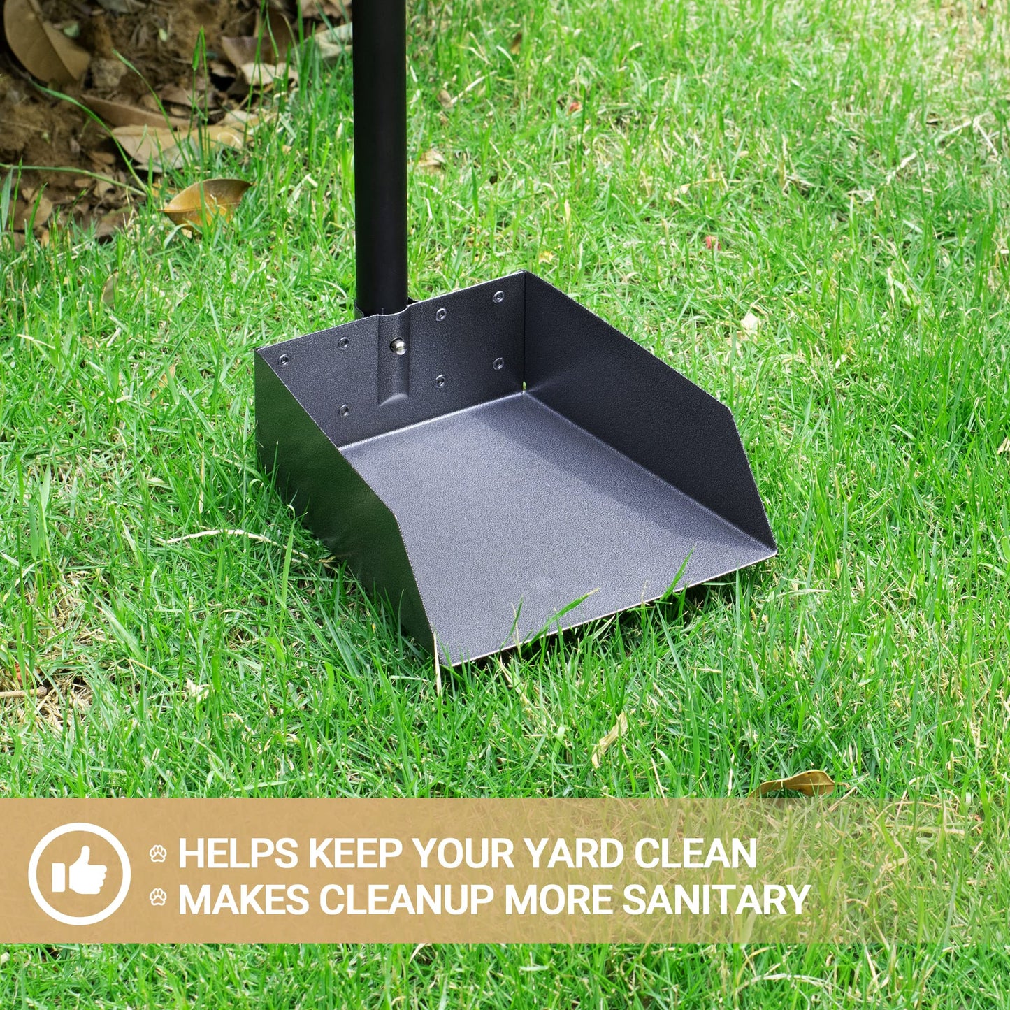 Heeyoo Dog Pooper Scooper, Dog Poop Tray and Rake Set, Pet Waste Removal Scoop with Long Adjustable Sectional Stainless Handles