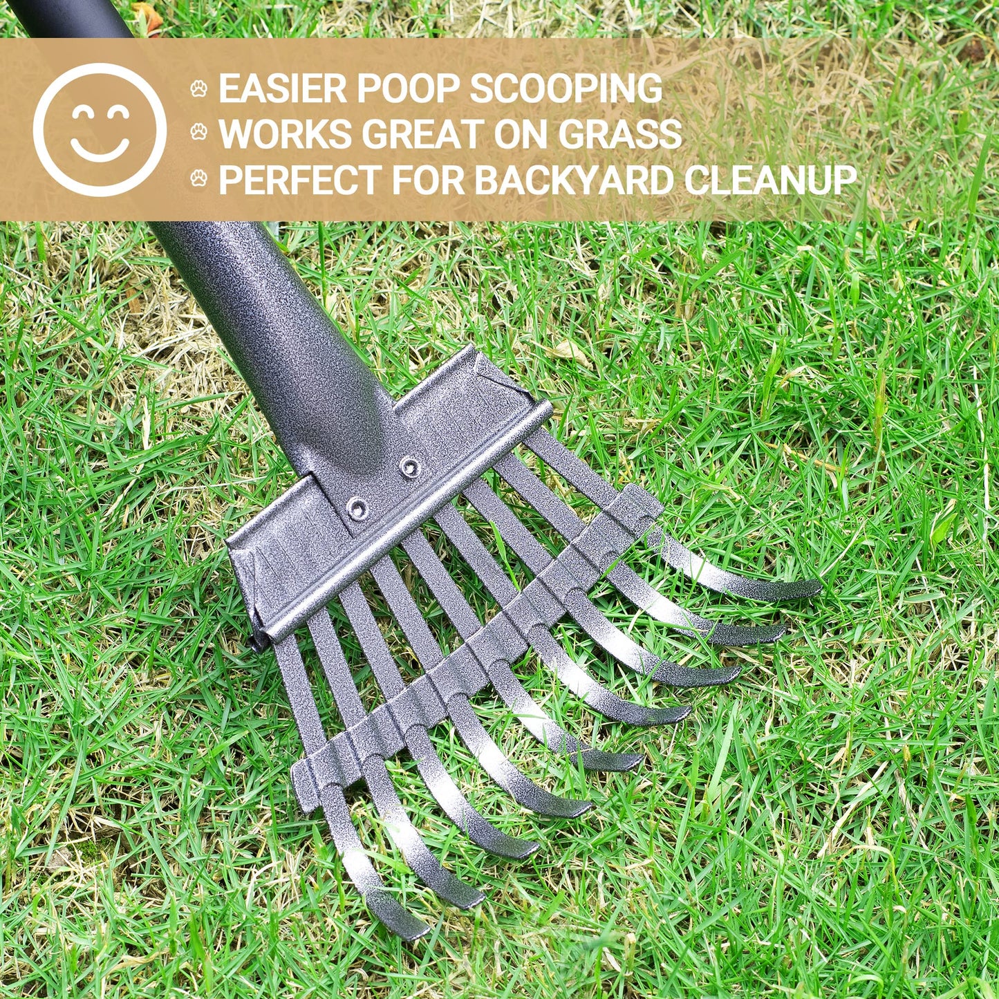 Heeyoo Dog Pooper Scooper, Dog Poop Tray and Rake Set, Pet Waste Removal Scoop with Long Adjustable Sectional Stainless Handles
